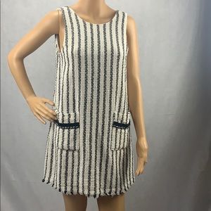 Zara Tweed Striped Dress W Front Pockets